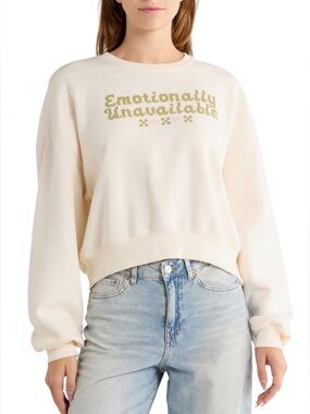 Ripple Junction Stitched Emotionally Unavailable Crewneck Sweatshirt